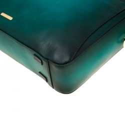 S.T. Dupont Green/Black Ombre Leather Atelier Document Holder Briefcase