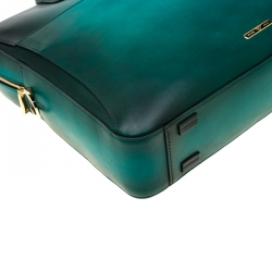 S.T. Dupont Green/Black Ombre Leather Atelier Document Holder Briefcase