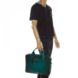 S.T. Dupont Green/Black Ombre Leather Atelier Document Holder Briefcase