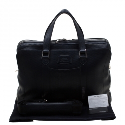 S.T. Dupont Deep Navy Blue Leather Line D Tony Stark Document and Laptop Holder Briefcase