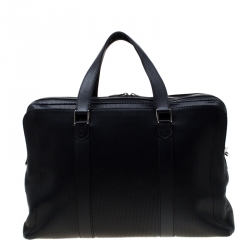 S.T. Dupont Deep Navy Blue Leather Line D Tony Stark Document and Laptop Holder Briefcase