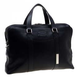 S.T. Dupont Deep Navy Blue Leather Line D Tony Stark Document and Laptop Holder Briefcase