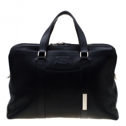 S.T. Dupont Deep Navy Blue Leather Line D Tony Stark Document and Laptop Holder Briefcase