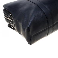 S.T. Dupont Deep Navy Blue Leather Line D Tony Stark Document and Laptop Holder Briefcase