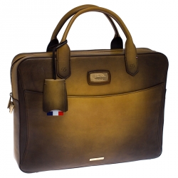 Pre Owned S.T. Dupont Yellow/Black Ombre Leather Atelier Line D One Gusset Briefcase