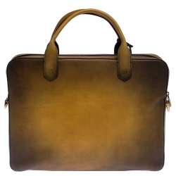Pre Owned S.T. Dupont Yellow/Black Ombre Leather Atelier Line D One Gusset Briefcase