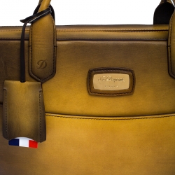 Pre Owned S.T. Dupont Yellow/Black Ombre Leather Atelier Line D One Gusset Briefcase