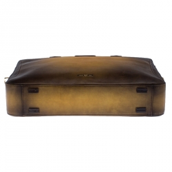 Pre Owned S.T. Dupont Yellow/Black Ombre Leather Atelier Line D One Gusset Briefcase