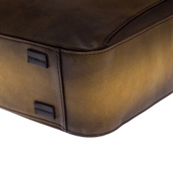 Pre Owned S.T. Dupont Yellow/Black Ombre Leather Atelier Line D One Gusset Briefcase