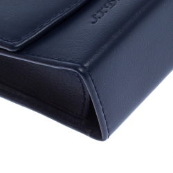 Pre Owned S.T. Dupont Navy Blue Leather Cigarette Pack Case