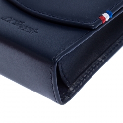 Pre Owned S.T. Dupont Navy Blue Leather Cigarette Pack Case