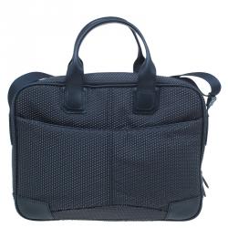 S.T. Dupont Black Textured Leather Laptop Bag w/ Battery Pouch