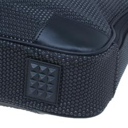 S.T. Dupont Black Textured Leather Laptop Bag w/ Battery Pouch