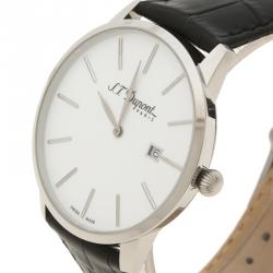S.T. Dupont White Stainless Steel Men's Wristwatch 39 mm