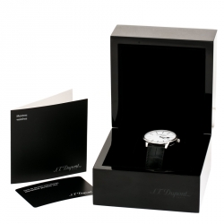 Pre Owned S.T. Dupont White Stainless Steel Men's Wristwatch 39 mm