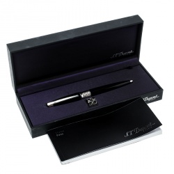 S.T. Dupont Black Resin Silver Tone Ballpoint Pen