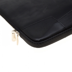 S.T. Dupont Black Leather Carbone Laptop Case Bag