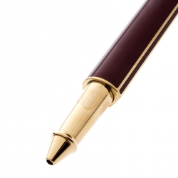 S.T. Dupont Red Lacquer Yellow Gold Plated Rollerball Pen