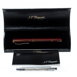 S.T. Dupont Red Lacquer Yellow Gold Plated Rollerball Pen