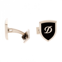 S.T. Dupont Blazon Black Lacquer Silver Tone Cufflinks 