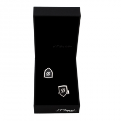 S.T. Dupont Blazon Black Lacquer Silver Tone Cufflinks 