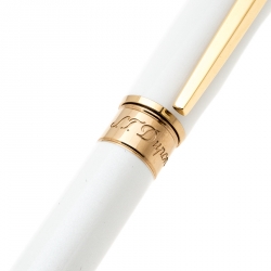 S.T. Dupont Line D Pearly White Lacquer Gold Plated Ballpoint Pen
