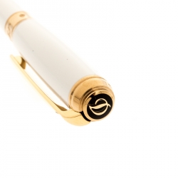 S.T. Dupont Line D Pearly White Lacquer Gold Plated Ballpoint Pen