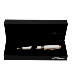 S.T. Dupont Line D Pearly White Lacquer Gold Plated Ballpoint Pen