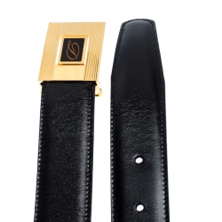 S.T. Dupont Black Leather Belt Size 95CM