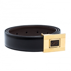 S.T. Dupont Black Leather Belt Size 95CM