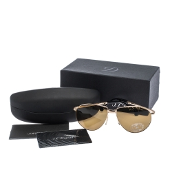 S.T Dupont Gold Tone/ Brown Polarized DP- 7010 Foldable Aviator Sunglasses