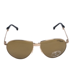 S.T Dupont Gold Tone/ Brown Polarized DP- 7010 Foldable Aviator Sunglasses
