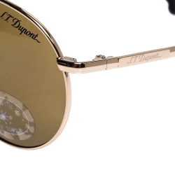 S.T Dupont Gold Tone/ Brown Polarized DP- 7010 Foldable Aviator Sunglasses
