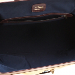S.T. Dupont Beige/Brown Canvas and Leather Bogie Duffle Bag