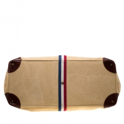 S.T. Dupont Beige/Brown Canvas and Leather Bogie Duffle Bag