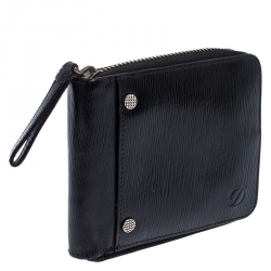 S.T. Dupont Black Leather Zipped Compact Wallet