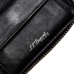 S.T. Dupont Black Leather Zipped Compact Wallet