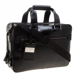 S.T. Dupont Black Leather Document Holder Briefcase 