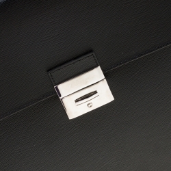 S.T. Dupont Black Leather Line D Gusset Briefcase