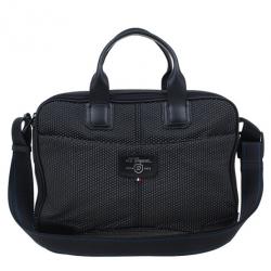 S.T. Dupont Black Leather Laptop Bag