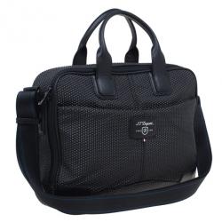 S.T. Dupont Black Leather Laptop Bag