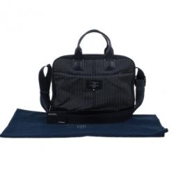 S.T. Dupont Black Leather Laptop Bag