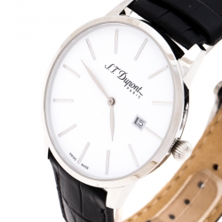 Pre Owned S.T. Dupont White Stainless Steel Men's Wristwatch 39 MM