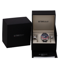 مملوكة مسبقًا Tag Heuer Black Stainless Steel Aquaracer Caliber 7 GMT WAY201F.BA0927 Men's Wristwatch 44 mm