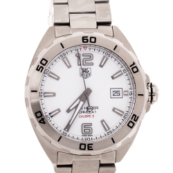 Tag Heuer White Stainless Steel Formula 1 Caiiber 5 WAZ2114.BA0875 Men's Wristwatch 41 mm