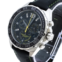 Pre Owned Tag Heuer Black Stainless Steel Formula 1 Aston Martin Chronograph Men's Wristwatch 43 mm