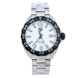 Tag Heuer White Stainless Steel Formula 1 WAZ1111.BA0875 Men's Wristwatch 41 mm