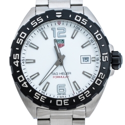 Tag Heuer White Stainless Steel Formula 1 WAZ1111.BA0875 Men's Wristwatch 41 mm