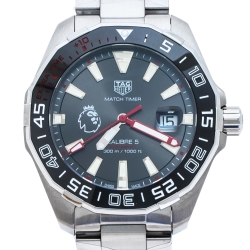 مملوكة مسبقًا Tag Heuer Black Stainless Steel Aquaracer Match Timer Premier League WAY201D.BA0927 Men's Wristwatch 43 mm