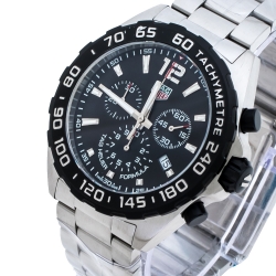 Tag Heuer Black Stainless Steel Formula 1 CAZ1010.BA0842 Chronograph Men's Wristwatch 43 mm